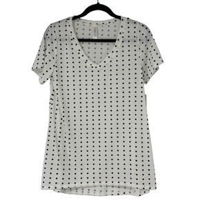 Lularow Tshirt Top Polka Dot Short Sleeve Size S Christy  V-neck 3068 Tunic